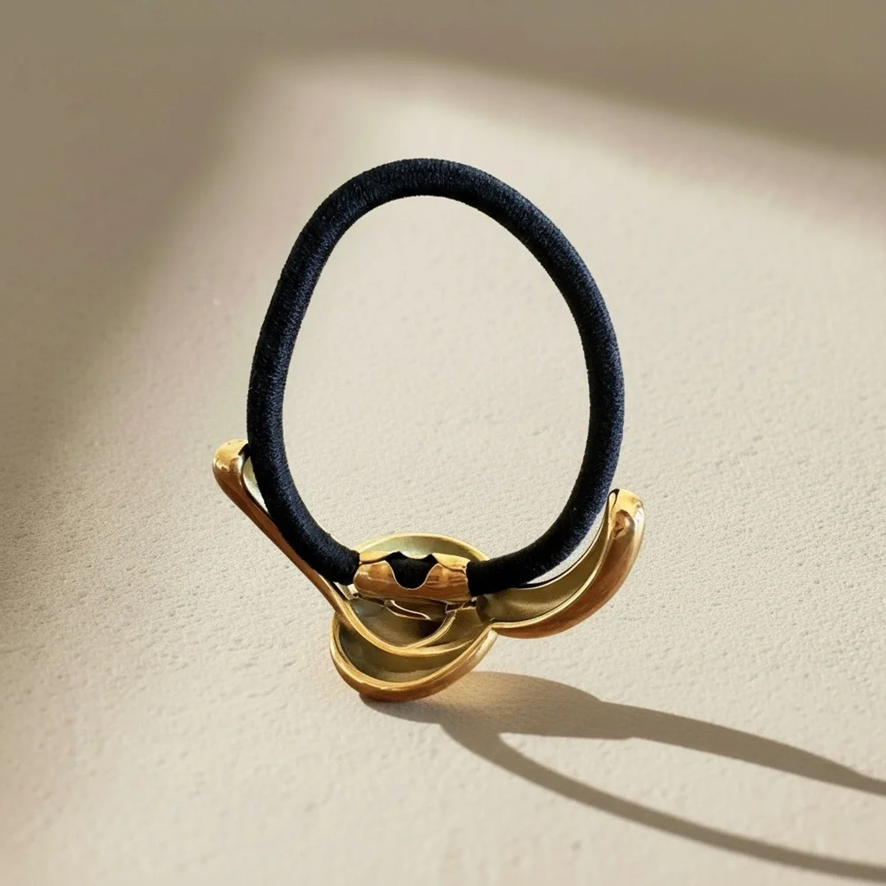 18K Gold Plated Stainless Steel Spiral Rose Knot Hair Tie Ponytail Cuff